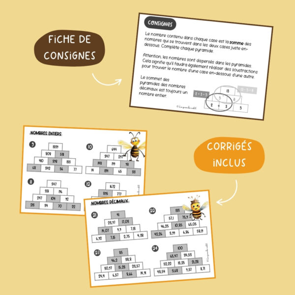 ADDITIONS et SOUSTRACTIONS en pyramide - livret