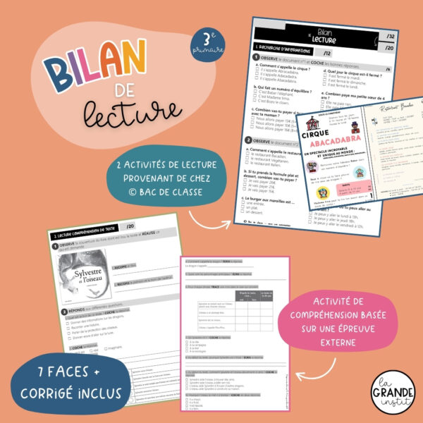 BILANS DE FIN D'ANNÉE - 3e primaire - échantillon gratuit