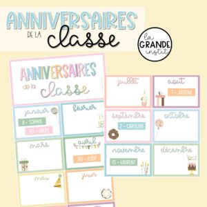 ANNIVERSAIRES DE LA CLASSE - édition pastel