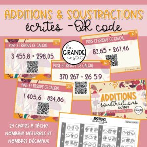 ADDITIONS et SOUSTRACTIONS écrites - càt QR code