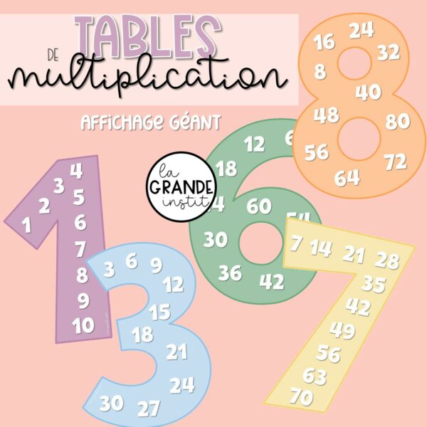 CHIFFRES des TABLES  - édition pastel