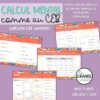 LE CALCUL MENTAL comme au CEB - càt géantes/fiches