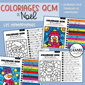 COLORIAGES QCM de NOËL - Les homophones