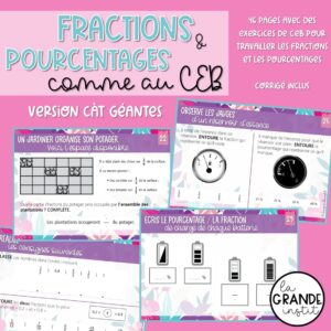 FRACTIONS et POURCENTAGES comme au CEB - fiches