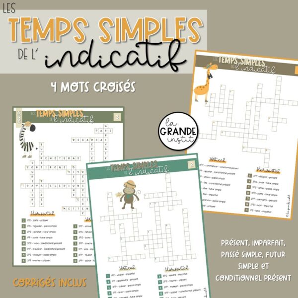 LES TEMPS SIMPLES de l'INDICATIF - mots croisés