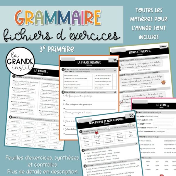 FICHIERS D'EXERCICES - 3e primaire - PACK !