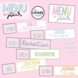 MENU DU JOUR - édition pastel