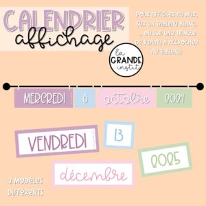 CALENDRIER affichage - édition pastel