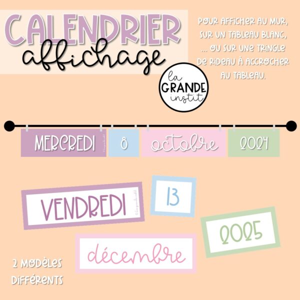 CALENDRIER affichage - édition pastel
