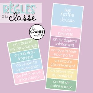 RÈGLES DE LA CLASSE - édition pastel