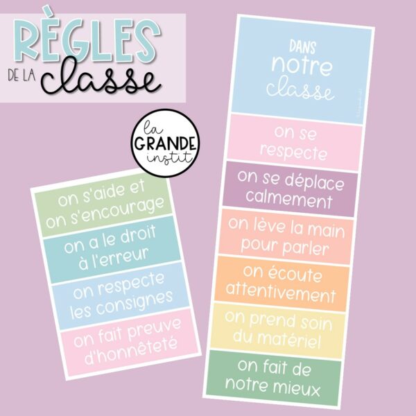 RÈGLES DE LA CLASSE - édition pastel
