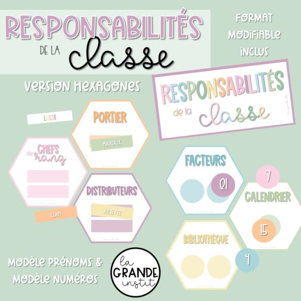 RESPONSABILITÉS de la classe - édition pastel