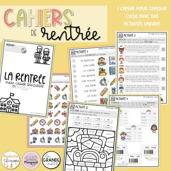 CAHIERS D'ACTIVITÉS - La rentrée - P1 à P6