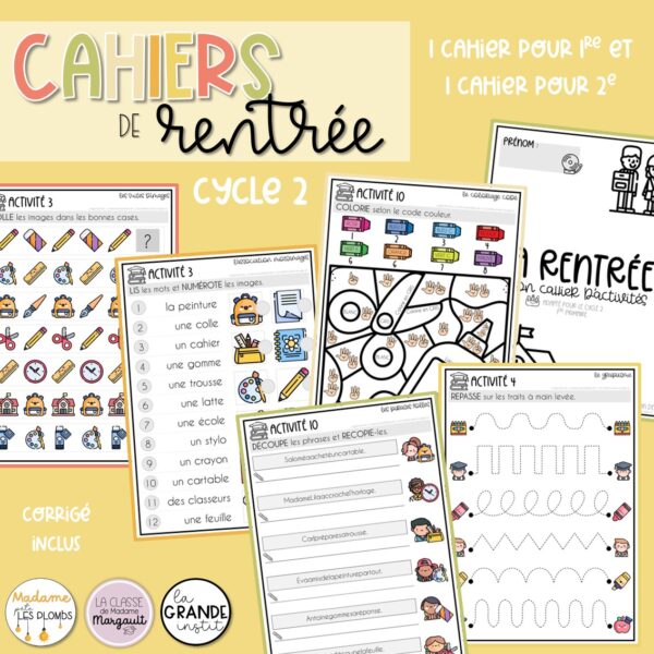 CAHIERS D'ACTIVITÉS - La rentrée - P1 à P6