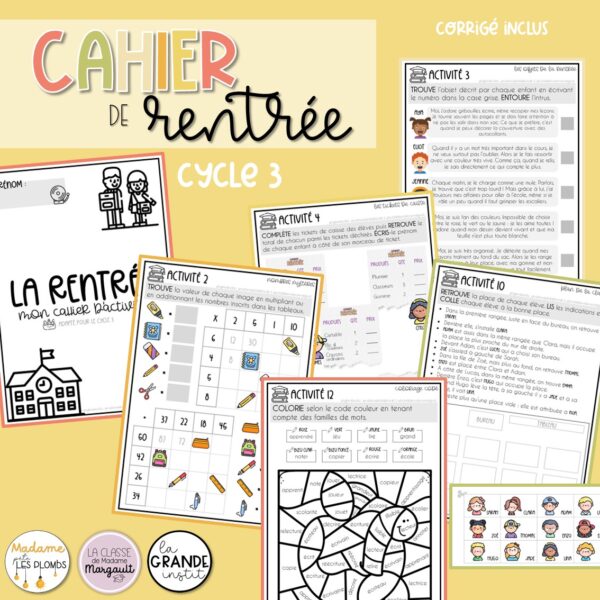 CAHIERS D'ACTIVITÉS - La rentrée - P1 à P6