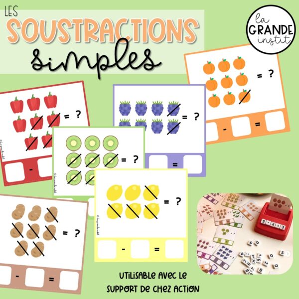 SOUSTRACTIONS SIMPLES - cartes à tâches