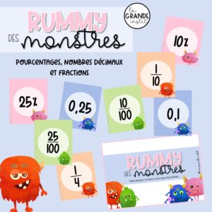 RUMMY DES MONSTRES - Pourcentages, fractions et nombres décimaux