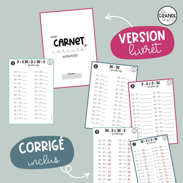 CALCULS jusqu'à 100 - carnet et cartes