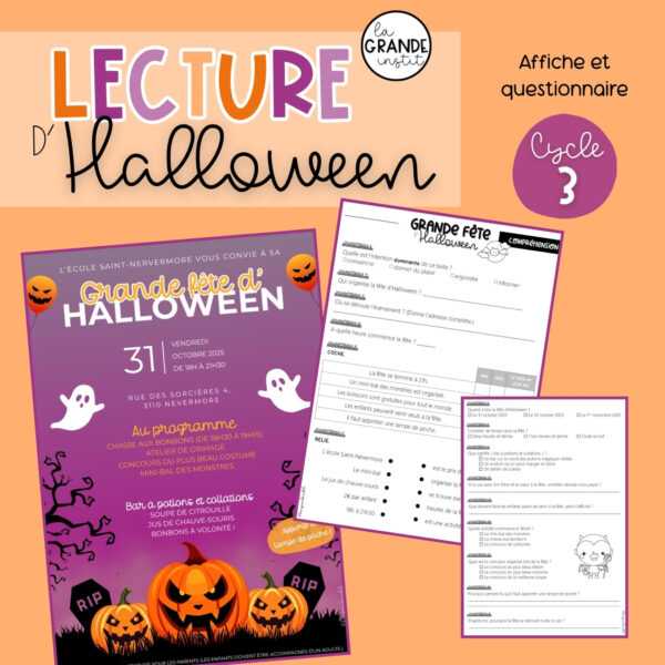 1 LECTURE d'AFFICHE d'HALLOWEEN - 3e et 4e