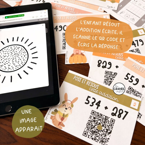 2 ADDITIONS écrites - cartes à tâches QR code - cycle 3