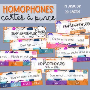 HOMOPHONES - Cartes à pince (14 jeux de 20 cartes)