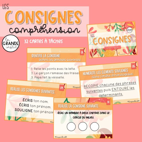 LES CONSIGNES - cartes à tâches