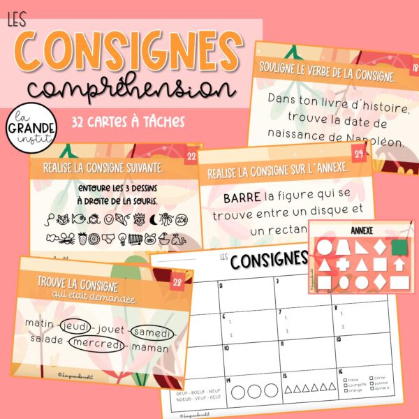 LES CONSIGNES - cartes à tâches