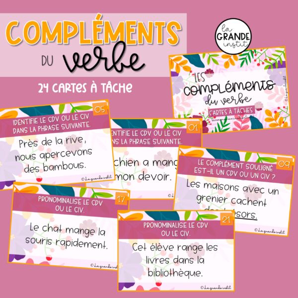 101 COMPLEMENTS DU VERBE - cartes à tâche