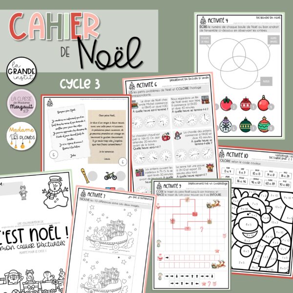 CAHIERS D'ACTIVITÉS de Noël - P1 à P6